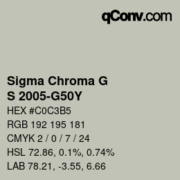 カラーコード: Sigma Chroma G - S 2005-G50Y | qconv.com