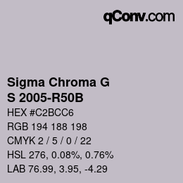 Color code: Sigma Chroma G - S 2005-R50B | qconv.com