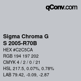 Farbcode: Sigma Chroma G - S 2005-R70B | qconv.com