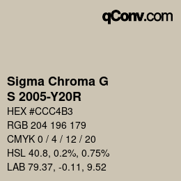 カラーコード: Sigma Chroma G - S 2005-Y20R | qconv.com
