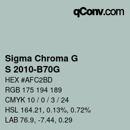 カラーコード: Sigma Chroma G - S 2010-B70G | qconv.com