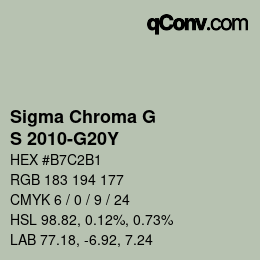 Code couleur: Sigma Chroma G - S 2010-G20Y | qconv.com