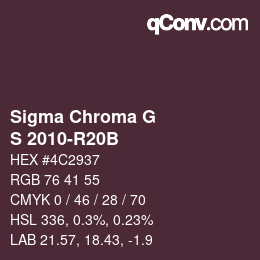 カラーコード: Sigma Chroma G - S 2010-R20B | qconv.com