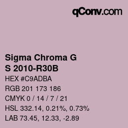 Color code: Sigma Chroma G - S 2010-R30B | qconv.com