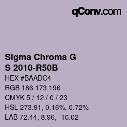 カラーコード: Sigma Chroma G - S 2010-R50B | qconv.com