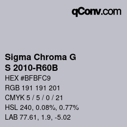 Color code: Sigma Chroma G - S 2010-R60B | qconv.com