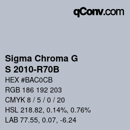 Color code: Sigma Chroma G - S 2010-R70B | qconv.com