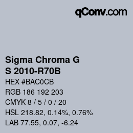 Color code: Sigma Chroma G - S 2010-R70B | qconv.com