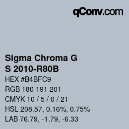 Color code: Sigma Chroma G - S 2010-R80B | qconv.com