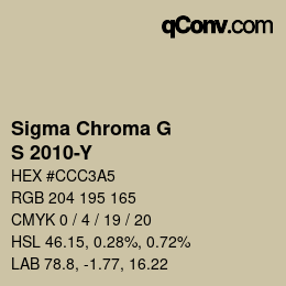 カラーコード: Sigma Chroma G - S 2010-Y | qconv.com