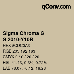 カラーコード: Sigma Chroma G - S 2010-Y10R | qconv.com
