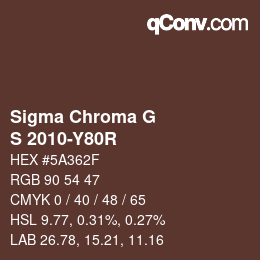 カラーコード: Sigma Chroma G - S 2010-Y80R | qconv.com