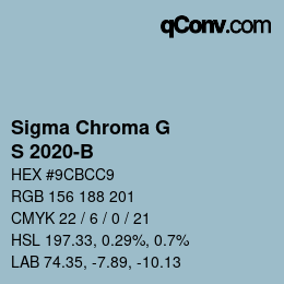 Color code: Sigma Chroma G - S 2020-B | qconv.com