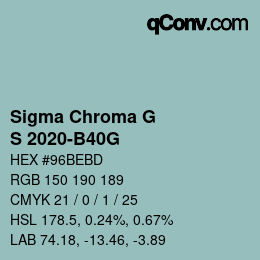 カラーコード: Sigma Chroma G - S 2020-B40G | qconv.com