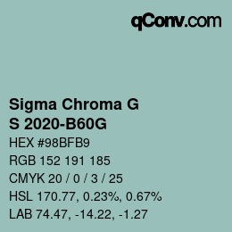 カラーコード: Sigma Chroma G - S 2020-B60G | qconv.com