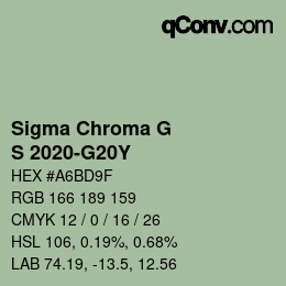 Color code: Sigma Chroma G - S 2020-G20Y | qconv.com