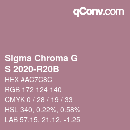 カラーコード: Sigma Chroma G - S 2020-R20B | qconv.com