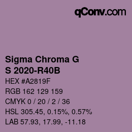 カラーコード: Sigma Chroma G - S 2020-R40B | qconv.com