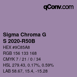 カラーコード: Sigma Chroma G - S 2020-R50B | qconv.com