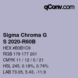 カラーコード: Sigma Chroma G - S 2020-R60B | qconv.com