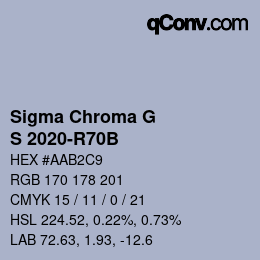 Color code: Sigma Chroma G - S 2020-R70B | qconv.com