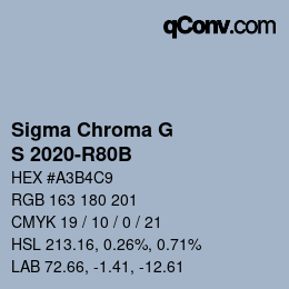 カラーコード: Sigma Chroma G - S 2020-R80B | qconv.com