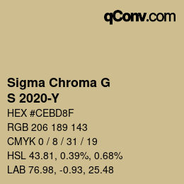 カラーコード: Sigma Chroma G - S 2020-Y | qconv.com