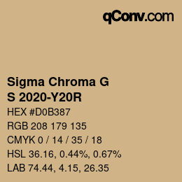 カラーコード: Sigma Chroma G - S 2020-Y20R | qconv.com