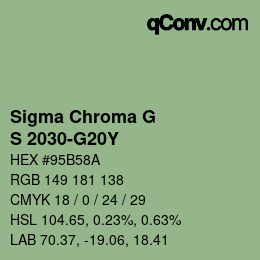 カラーコード: Sigma Chroma G - S 2030-G20Y | qconv.com