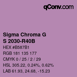 カラーコード: Sigma Chroma G - S 2030-R40B | qconv.com