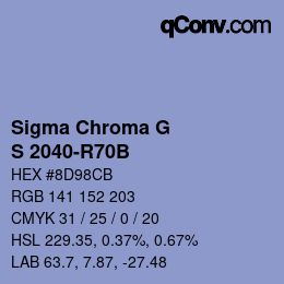 カラーコード: Sigma Chroma G - S 2040-R70B | qconv.com