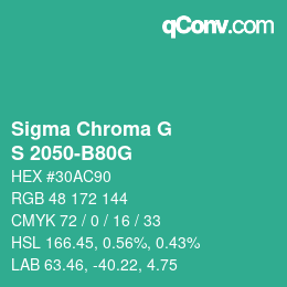 カラーコード: Sigma Chroma G - S 2050-B80G | qconv.com