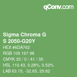 カラーコード: Sigma Chroma G - S 2050-G20Y | qconv.com