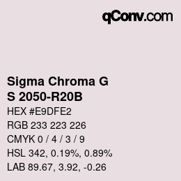 カラーコード: Sigma Chroma G - S 2050-R20B | qconv.com