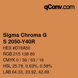 カラーコード: Sigma Chroma G - S 2050-Y40R | qconv.com
