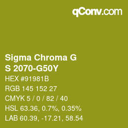 カラーコード: Sigma Chroma G - S 2070-G50Y | qconv.com
