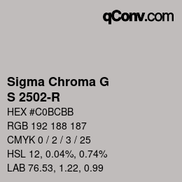Color code: Sigma Chroma G - S 2502-R | qconv.com