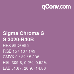 カラーコード: Sigma Chroma G - S 3020-R40B | qconv.com