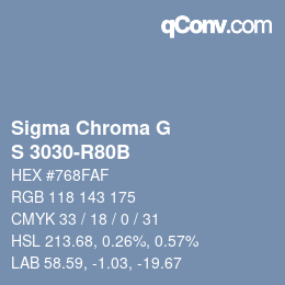 カラーコード: Sigma Chroma G - S 3030-R80B | qconv.com