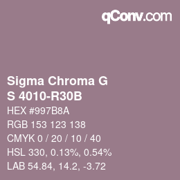 Color code: Sigma Chroma G - S 4010-R30B | qconv.com