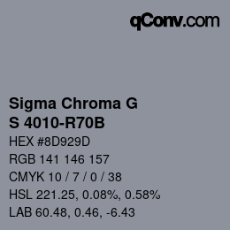 Farbcode: Sigma Chroma G - S 4010-R70B | qconv.com