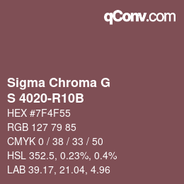 Color code: Sigma Chroma G - S 4020-R10B | qconv.com