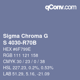 カラーコード: Sigma Chroma G - S 4030-R70B | qconv.com