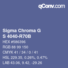 カラーコード: Sigma Chroma G - S 4040-R70B | qconv.com