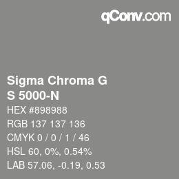 カラーコード: Sigma Chroma G - S 5000-N | qconv.com