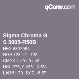 Color code: Sigma Chroma G - S 5005-R50B | qconv.com
