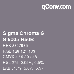 Color code: Sigma Chroma G - S 5005-R50B | qconv.com