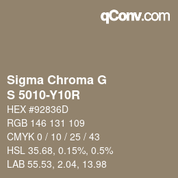 Código de color: Sigma Chroma G - S 5010-Y10R | qconv.com