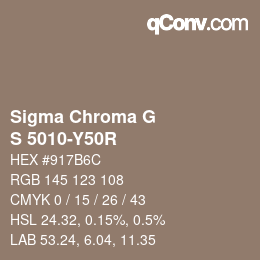カラーコード: Sigma Chroma G - S 5010-Y50R | qconv.com