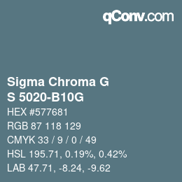 カラーコード: Sigma Chroma G - S 5020-B10G | qconv.com